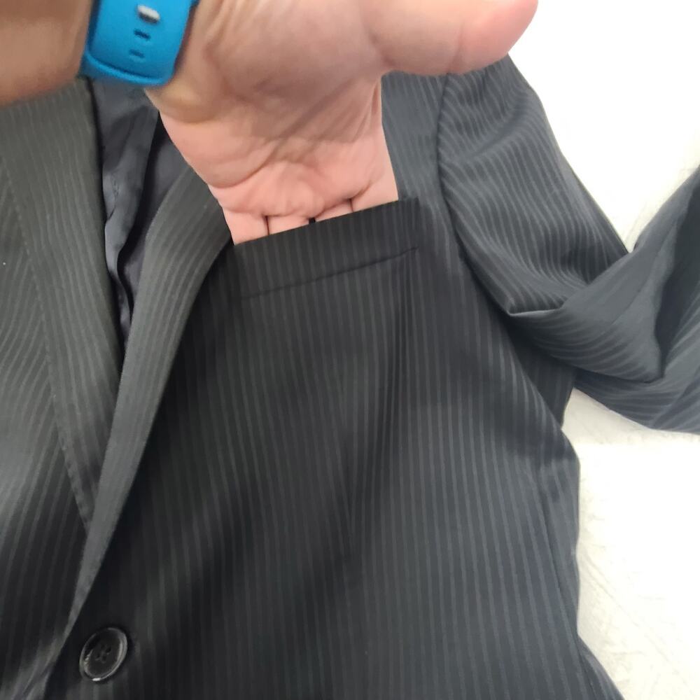 Versace Collection Men Black Wool Pinstripe Suit … - image 8